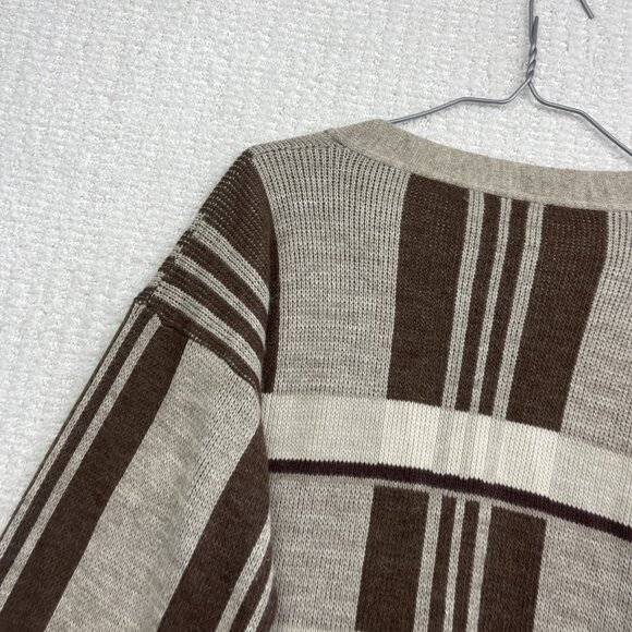 VTG Cooper Wool Blend Cardigan Brown Color block Men S Grandpa 90s Canada Made - Picture 14 of 15